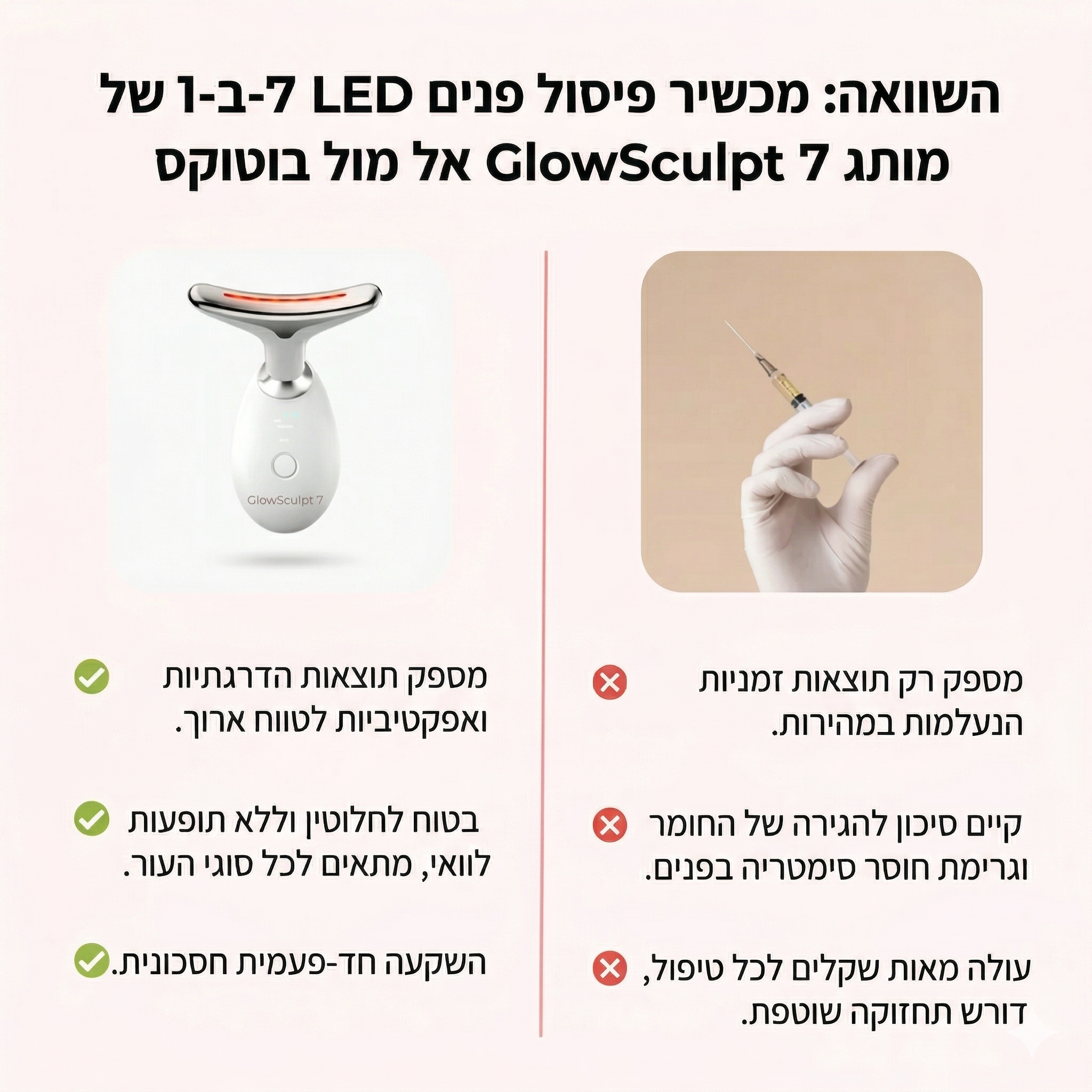 GlowSculpt 7 : מפסל פנים משולב 7 ב-1 בטכנולוגיית תאורת לד.