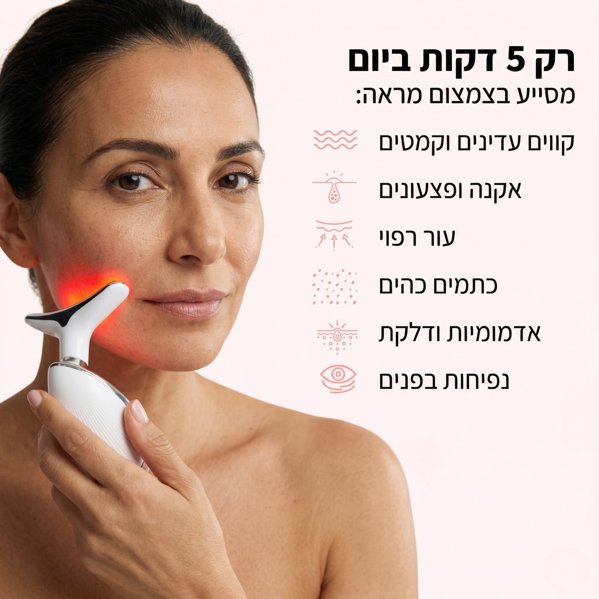 GlowSculpt 7 : מפסל פנים משולב 7 ב-1 בטכנולוגיית תאורת לד.
